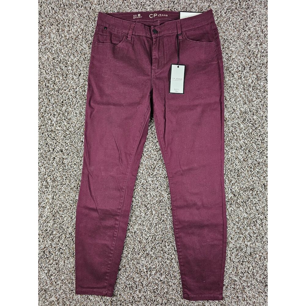 CP Jeans Juniors Sz 11 Short Skinny Leg Denim Jeans Burgundy Red NEW